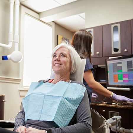 A patient getting CEREC same-day crowns at the dental office